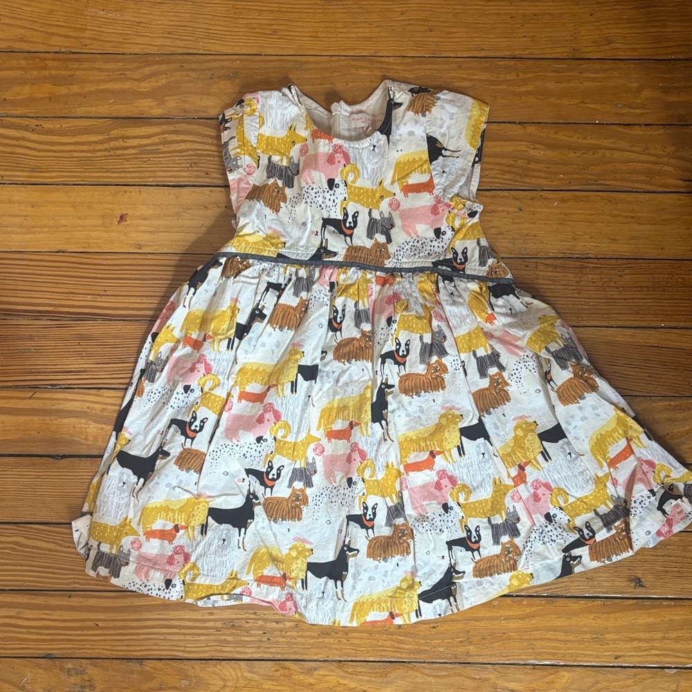 Pink Chicken Girls' Multi-Animal Print Dress in White, Yellow & Pink